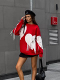 Trendy Print Lace Trim Round Neck Top