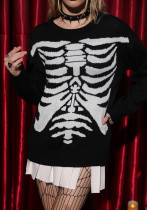 Autumn Winter Halloween Pullover Sweater Skull Loose Long Sleeve Knit Top