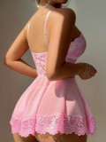 Erotic Lingerie Sexy See Through Lace Mesh Strap Nightdress