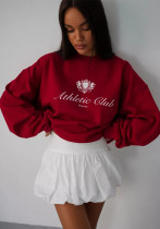 Trendy Letter Print American Autumn Winter Round Neck Long Sleeve T-shirt Top