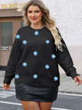 Women's Top Plus Size Diamond Pattern Patchwork Loose Casual Sweater
