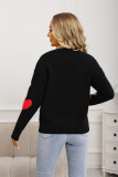 Spring Sweater Heart Print Valentine's Day Sweater Round Neck Knit Pullover Top