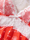Sexy Lace Patchwork Lingerie Set Print Loungewear Two-Piece Set