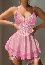 Erotic Lingerie Sexy See Through Lace Mesh Strap Nightdress