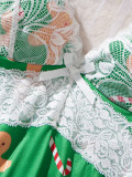 Sexy Lace Patchwork Lingerie Set Print Loungewear Two-Piece Set