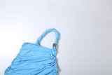 Women Fall Sexy Strapless Suspender Pleated Irregular Slit Dress