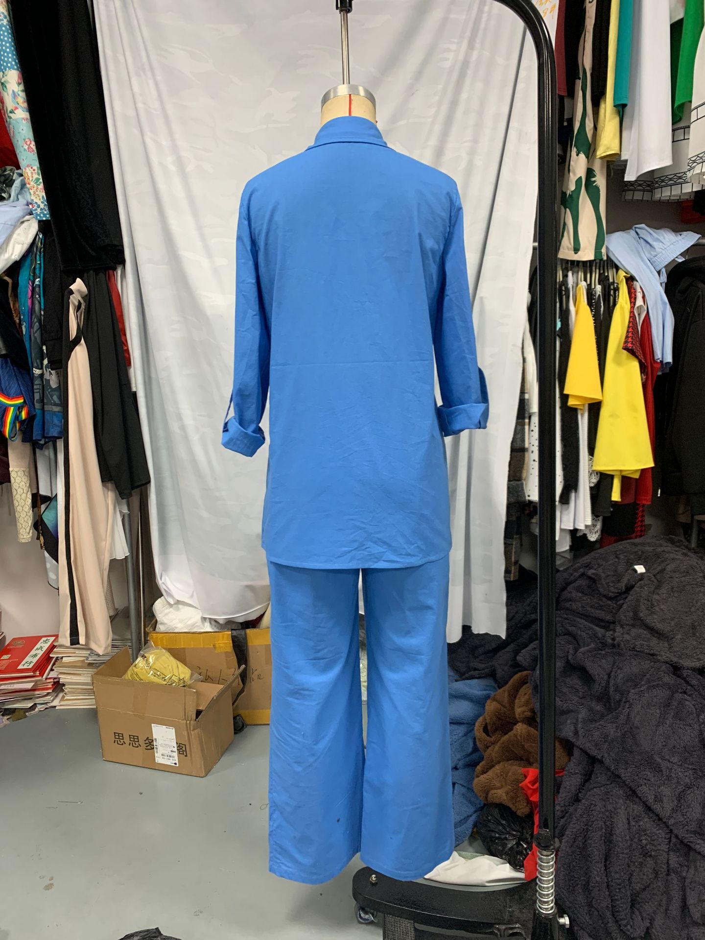 Autumn Women's Fashion Casual Set Solid Color Long Sleeve Shirt Drawstring Pants Two-Piece Set