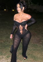 Women Fall Lace See-Through Sexy Jumpsuit Women Fall Lace See-Through Sexy Jumpsuit