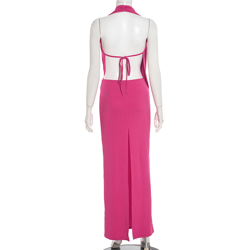 Women's Sexy Cut-Out Halter Neck Low Back Dress