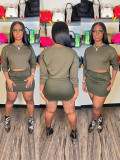 Women Long-Sleeved Solid Bodycon Skirt Two-Piece Set