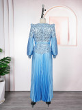 Sequin V-Neck Fashion Plus Size Dubai Elegant Long Gown