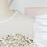 Plus Size Women's Autumn Sequin Mermaid Dress High Waist Party Evening Gown