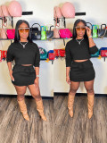 Women Long-Sleeved Solid Bodycon Skirt Two-Piece Set