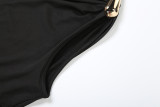 Women Fall Solid Metallic Sleeveless Sexy Slit Dress