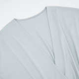 Women's Autumn Street Sexy Deep V Bat Sleeves Long Sleeve Dress