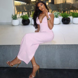 Women Solid Casual Pleated Wrap-around V-neck Halter Neck Bodycon Dress