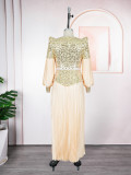 Sequin V-Neck Fashion Plus Size Dubai Elegant Long Gown
