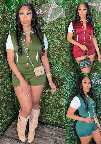 Women Summer Button Jumpsuit