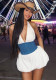 Women Fall Sexy Backless Lace-Up Contrast Patchwork Halter Neck Dress