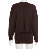 Women's Autumn Street Sexy Deep V Bat Sleeves Long Sleeve Dress