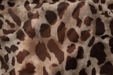 Women's Leopard Print Slash Shoulder Long Sleeve Ribbon Slim Fit T-Shirt Top