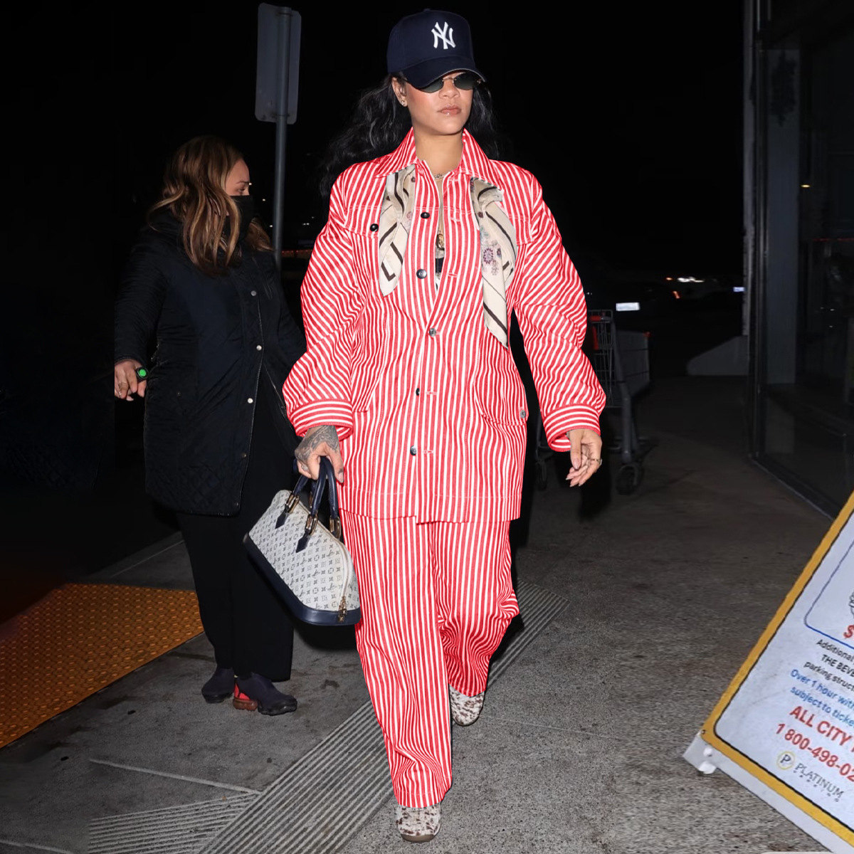 Button Stripe Long Sleeve Shirt & Wide Leg Pants Two-Piece Set