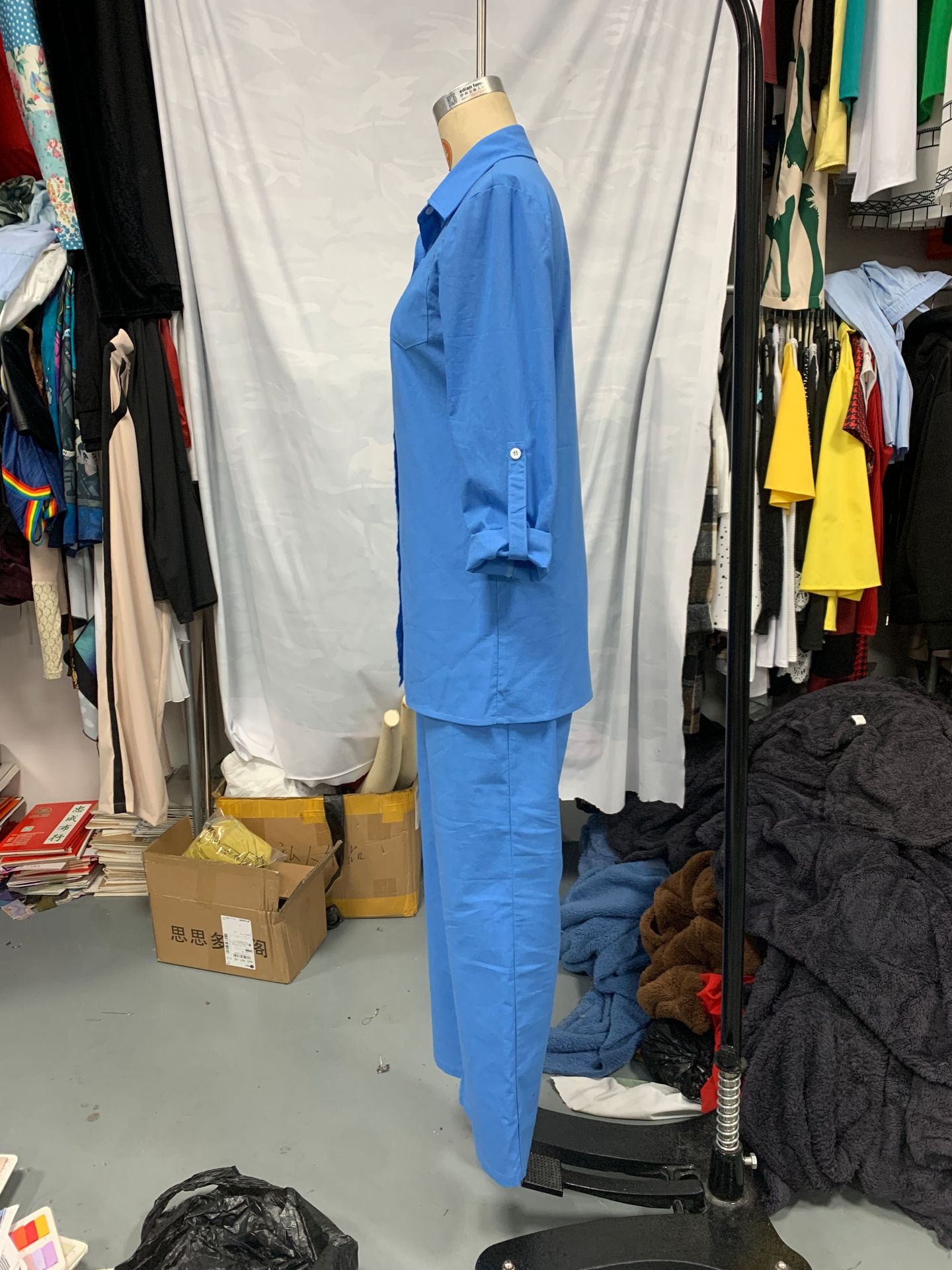 Autumn Women's Fashion Casual Set Solid Color Long Sleeve Shirt Drawstring Pants Two-Piece Set