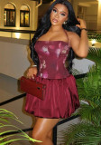 Women Pleated Off-Shoulder Halter Neck Dress