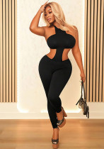 Women Fall Sexy Halter Neck Solid Jumpsuit Women Fall Sexy Halter Neck Solid Jumpsuit