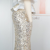 Plus Size Women's Autumn Sequin Mermaid Dress High Waist Party Evening Gown