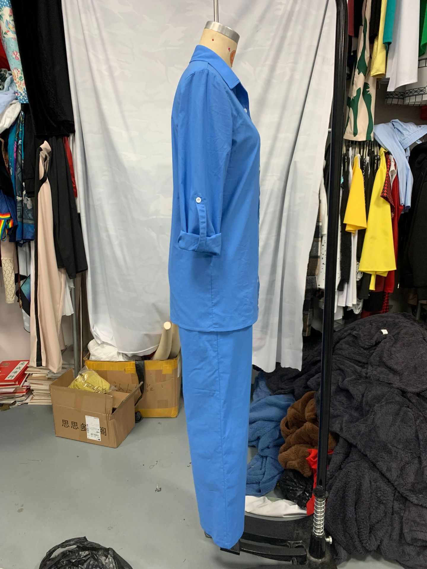 Autumn Women's Fashion Casual Set Solid Color Long Sleeve Shirt Drawstring Pants Two-Piece Set