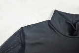 Women Slash Solid Turtleneck Mesh See-Through Long Sleeve Bodycon Dress