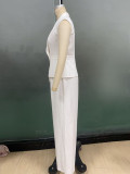 Women autumn elegant solid vest and trousers two-piece set