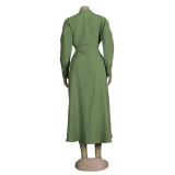 Women Sexy Lace-Up Buttoned Long-Sleeved Dress