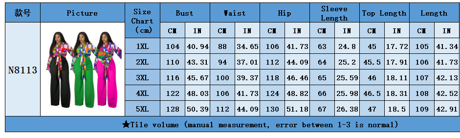 Plus-Size Women Fall Printed Bell Bottom-Sleeve Top and Wide-Leg Pants Two-Piece Set