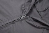 Women Fall/Winter Hooded Letter Print Zipper Top and Pants Two-Piece Set