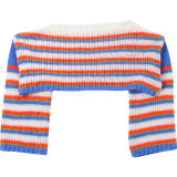 Women Fall/Winter Long Puff Sleeve Striped Sweater