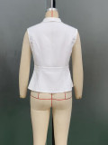 Women autumn elegant solid vest and trousers two-piece set