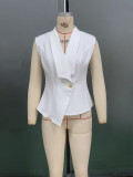 Women autumn elegant solid vest and trousers two-piece set