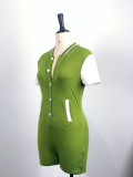 Women Summer Button Jumpsuit