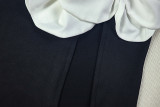 Women Black and White Patchwork Backless Slash Shoulder Sleeveless Bodycon Dress