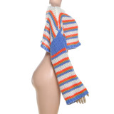 Women Fall/Winter Long Puff Sleeve Striped Sweater