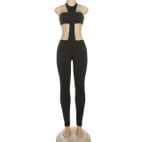 Women Fall Sexy Halter Neck Solid Jumpsuit