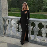 Autumn Winter Sexy Hollow-Out Design Slit Chic Long Dress
