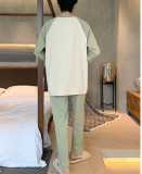 Men's Cotton Pajama Set Long Sleeve Top and Pants Comfortable Sleepwear Casual Home Lounge Wear for Spring and Fall