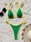 Patchwork Swimsuit Low Back Sexy Bikini