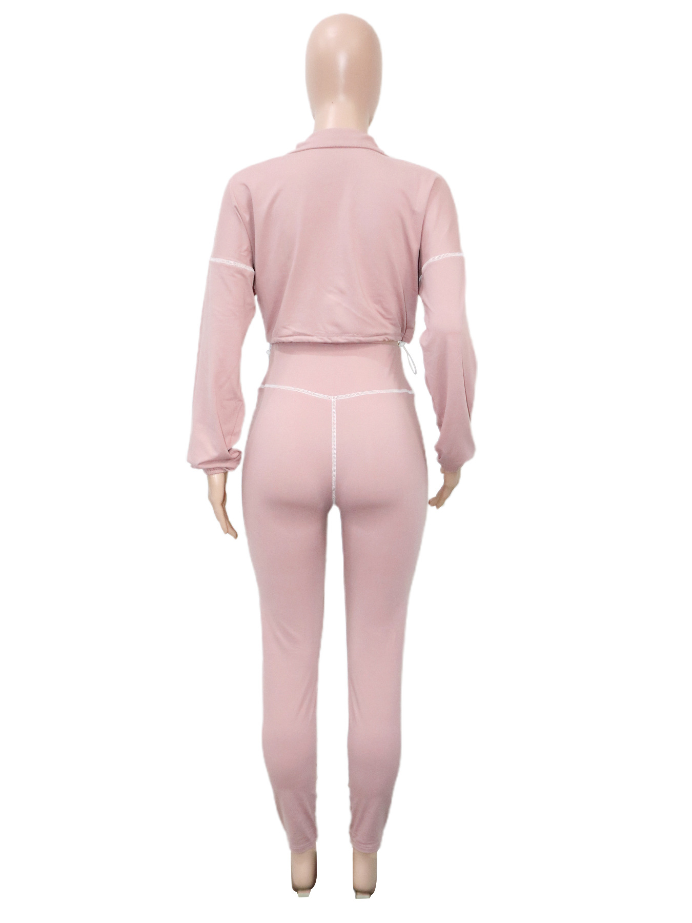 Fashion Casual Sportswear Women's Spring Autumn Solid Color Long Sleeve Zipper Slim Fit Two-Piece Pants Set