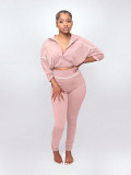 Fashion Casual Sportswear Women's Spring Autumn Solid Color Long Sleeve Zipper Slim Fit Two-Piece Pants Set