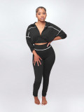Fashion Casual Sportswear Women's Spring Autumn Solid Color Long Sleeve Zipper Slim Fit Two-Piece Pants Set