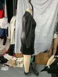 PU Leather V-Neck Bodycon Sexy Dress
